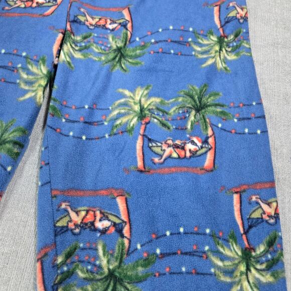 Tommy Bahama Men LG Santa Tropical Palm Tree Fleece Pajama Pants Gift Beach EUC - Picture 2 of 7